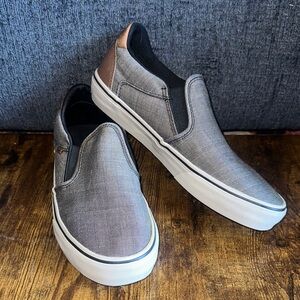 Vans Asher Deluxe Men’s Slip-On Textile Skate Shoes Grey Black Brown Size 10